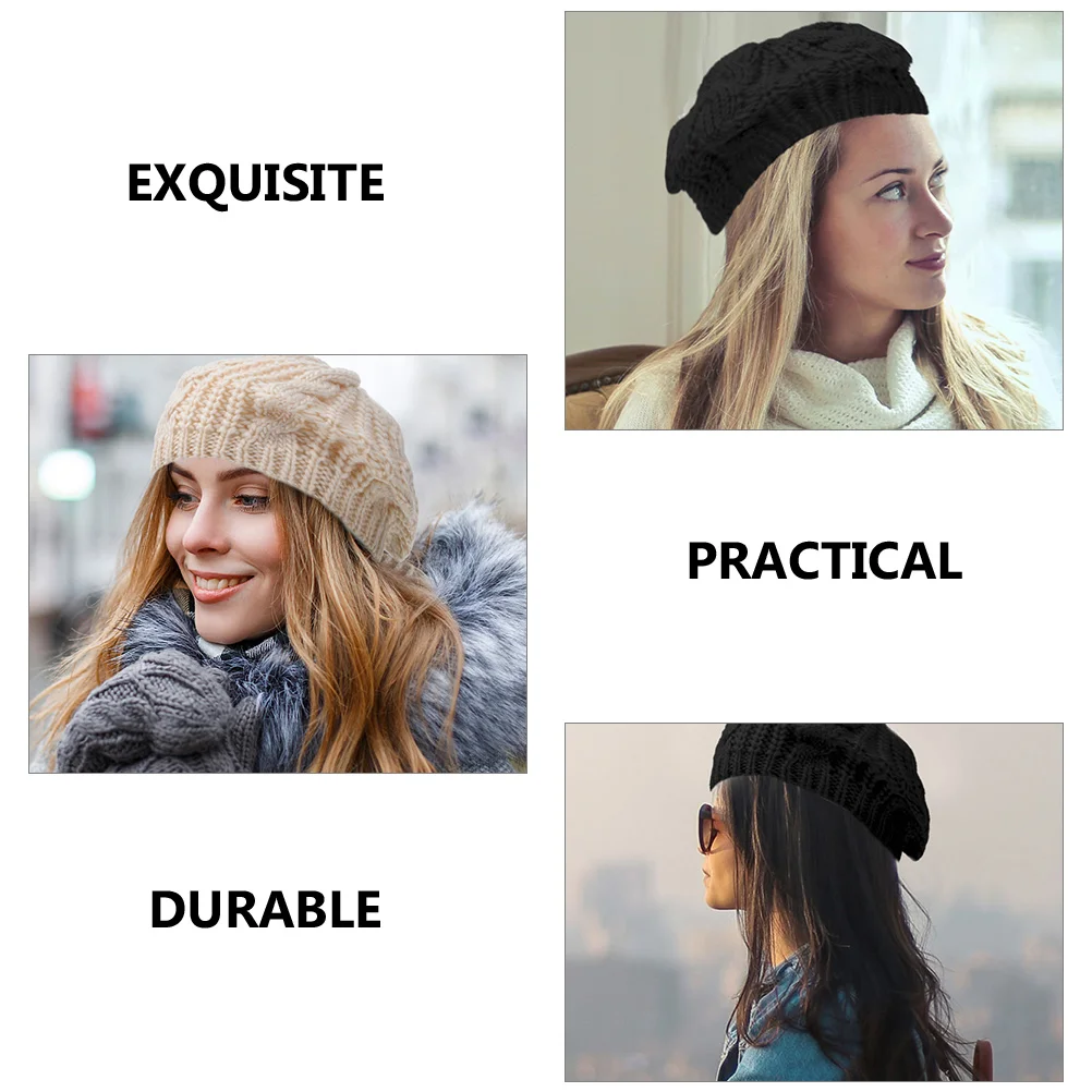 

2 Pcs Beret Berets Hats for Women Fashionable Winter Women's Knitted