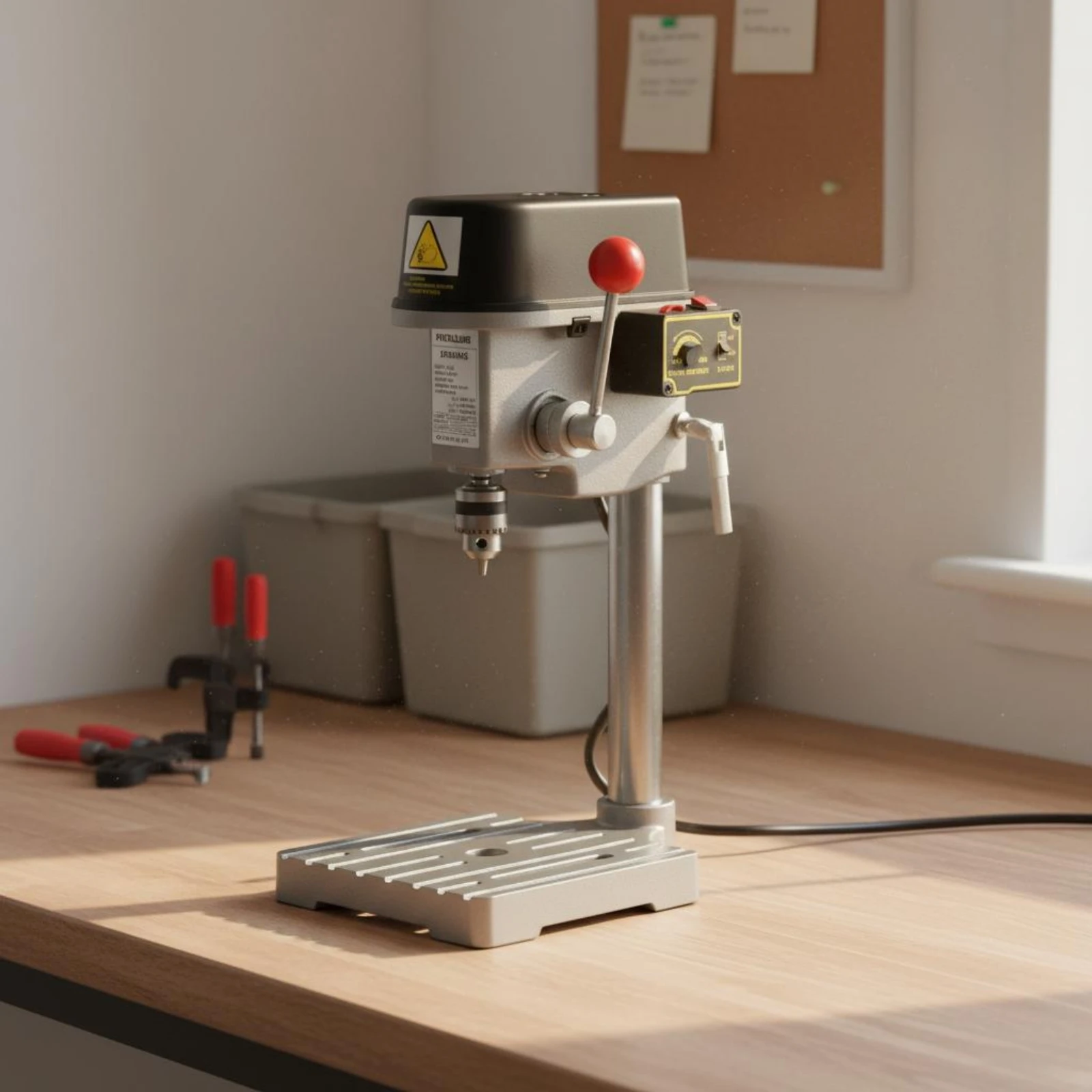Mini Drill Press Space-Saving Design Small Benchtop Drill Power Tool 340W Engine for Jewelry Making, Workshop