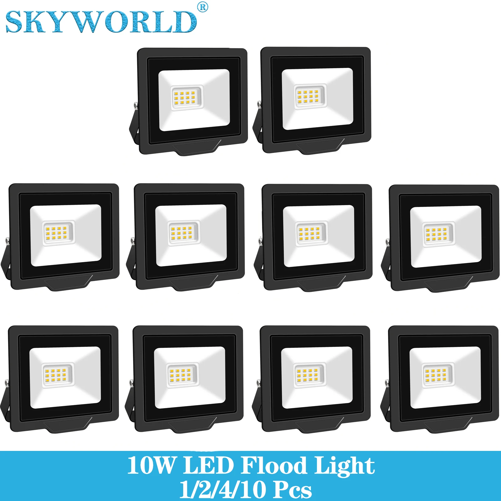 SKYWORLD 1/2/4/10 Pcs 10W LED Flood Light 110-220V Floodlight Street Garden Warehouse Wall Lamp Outdoor Lighting Waterproof IP66