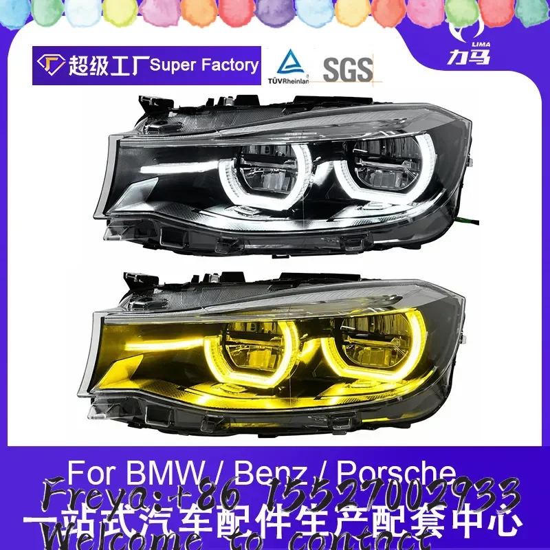 Suitable for 13-20 3 Series GT-F34 low-rise angel eye two-color headlight modified headlight assembly