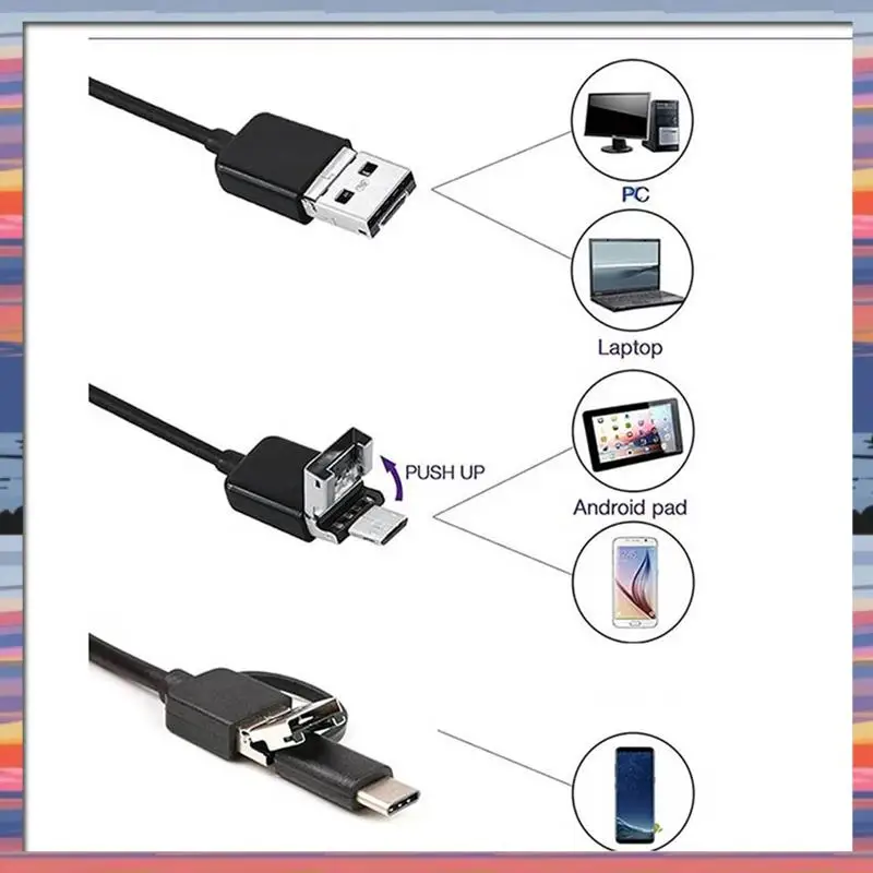 AFBC منظار USB من النوع C Borescope لهاتف OTG Android Phone 7 مم كاميرا فحص على شكل ثعبان