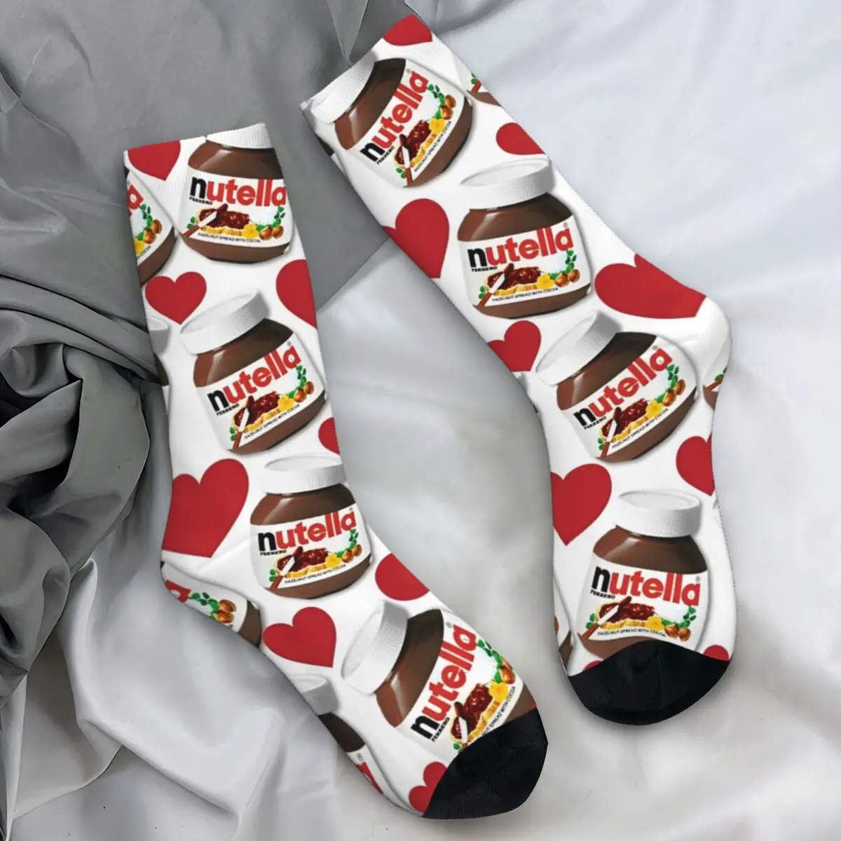 Men Socks Italy Nutella Chocolate Jar Love Italian Stockings Autumn Funny Warm Soft Socks Graphic Outdoor Sports Non Slip Socks