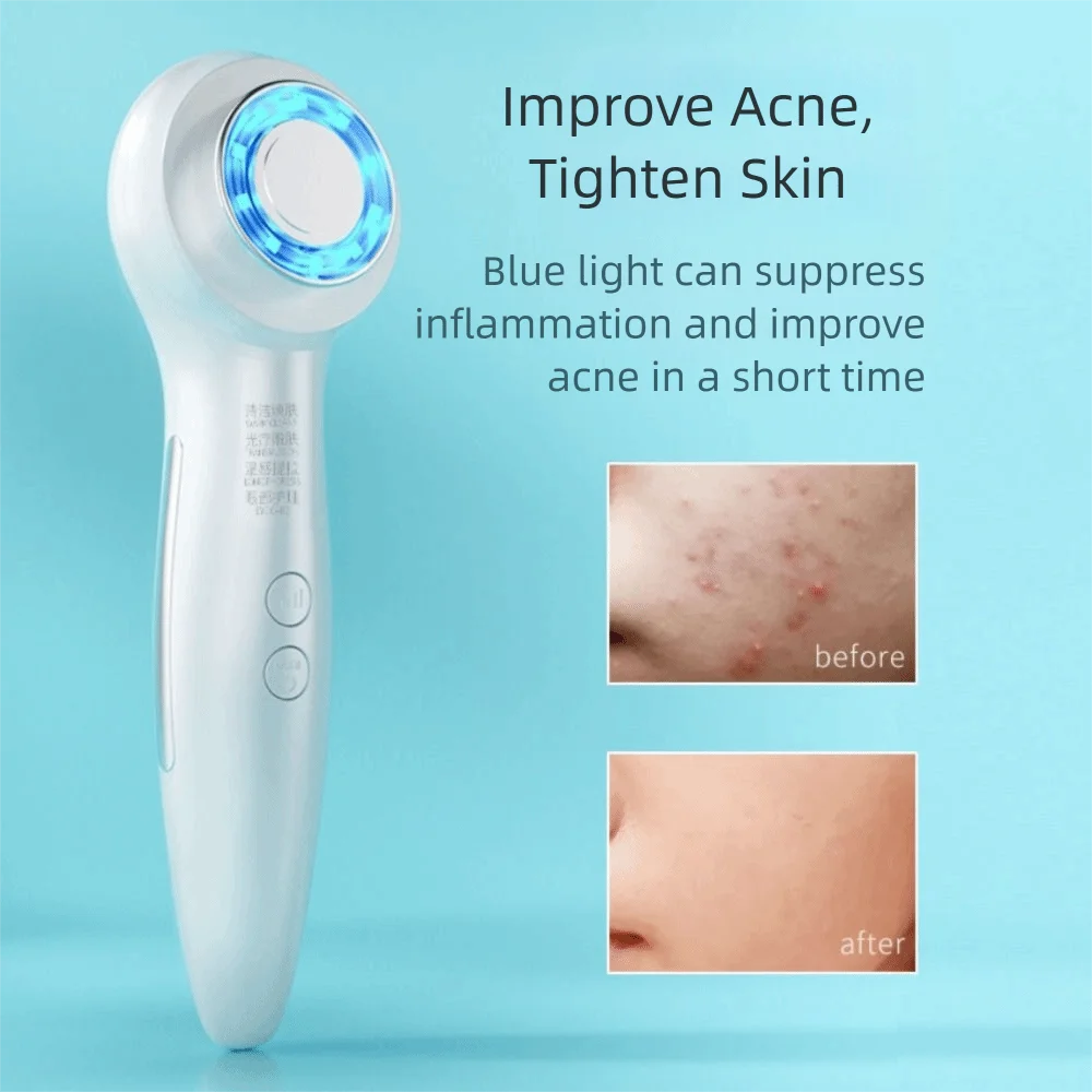 

Portable 2 in 1 Facial Massager Rechargeable LED Face Beauty Device Hand Held Skin Tightening Machine Women Gift