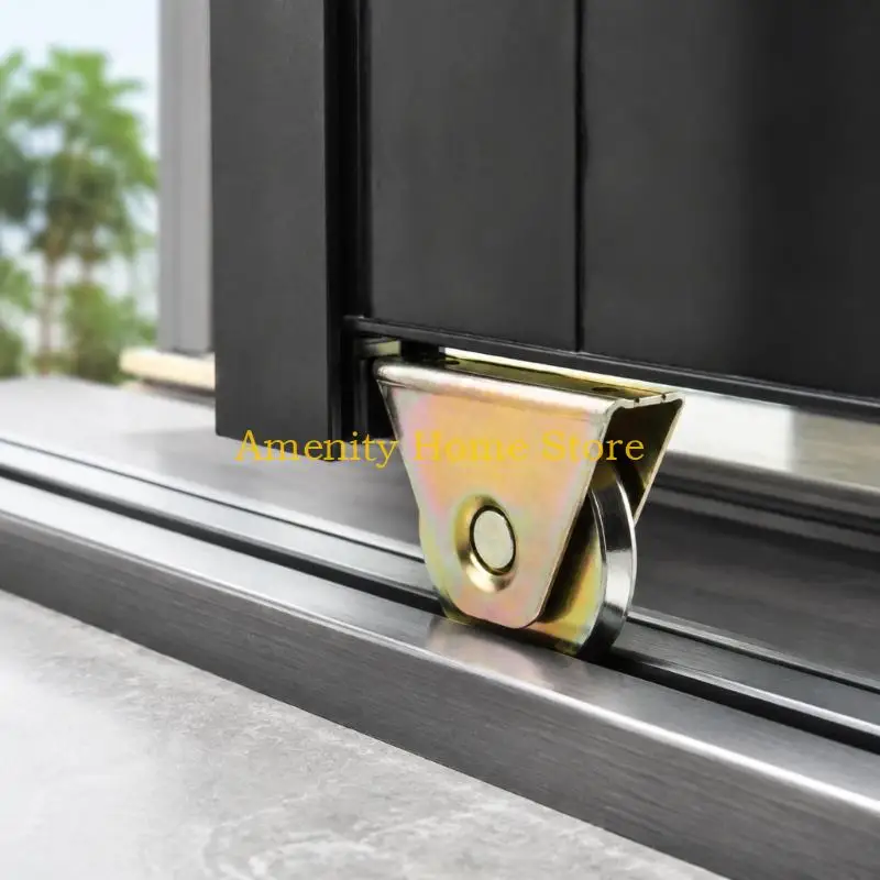 F26C Enclosed Bearing Sliding Door Pulley with V Grooves Wheel Channel and Fixed Frame for Warehouse Door Replacement, 2 Pack