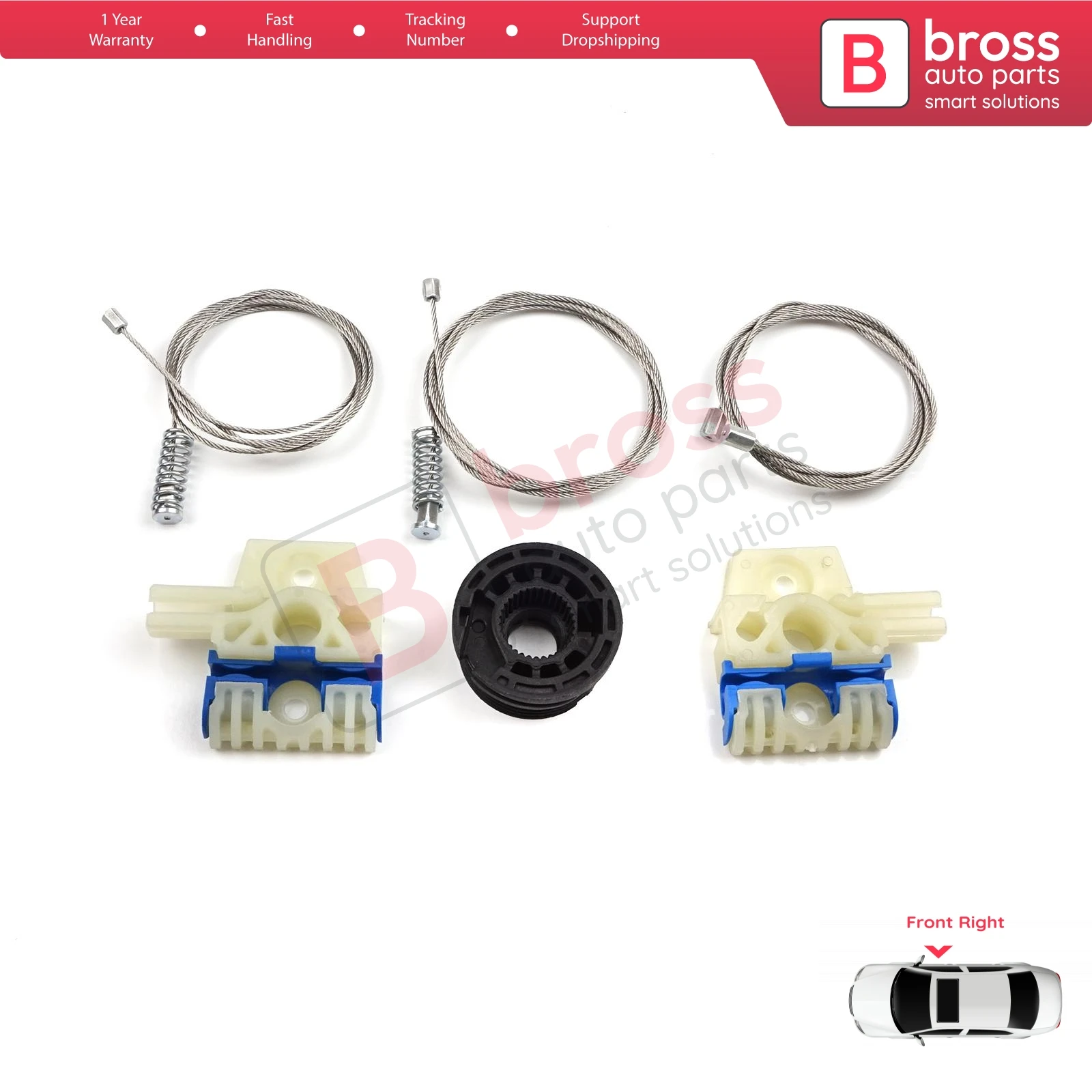 BWR5055 Kit perbaikan pengangkat Regulator jendela listrik depan kanan untuk VW Golf MK6 A6 5K1 AJ5 varian 2008-20014 5-Door 5K0837462