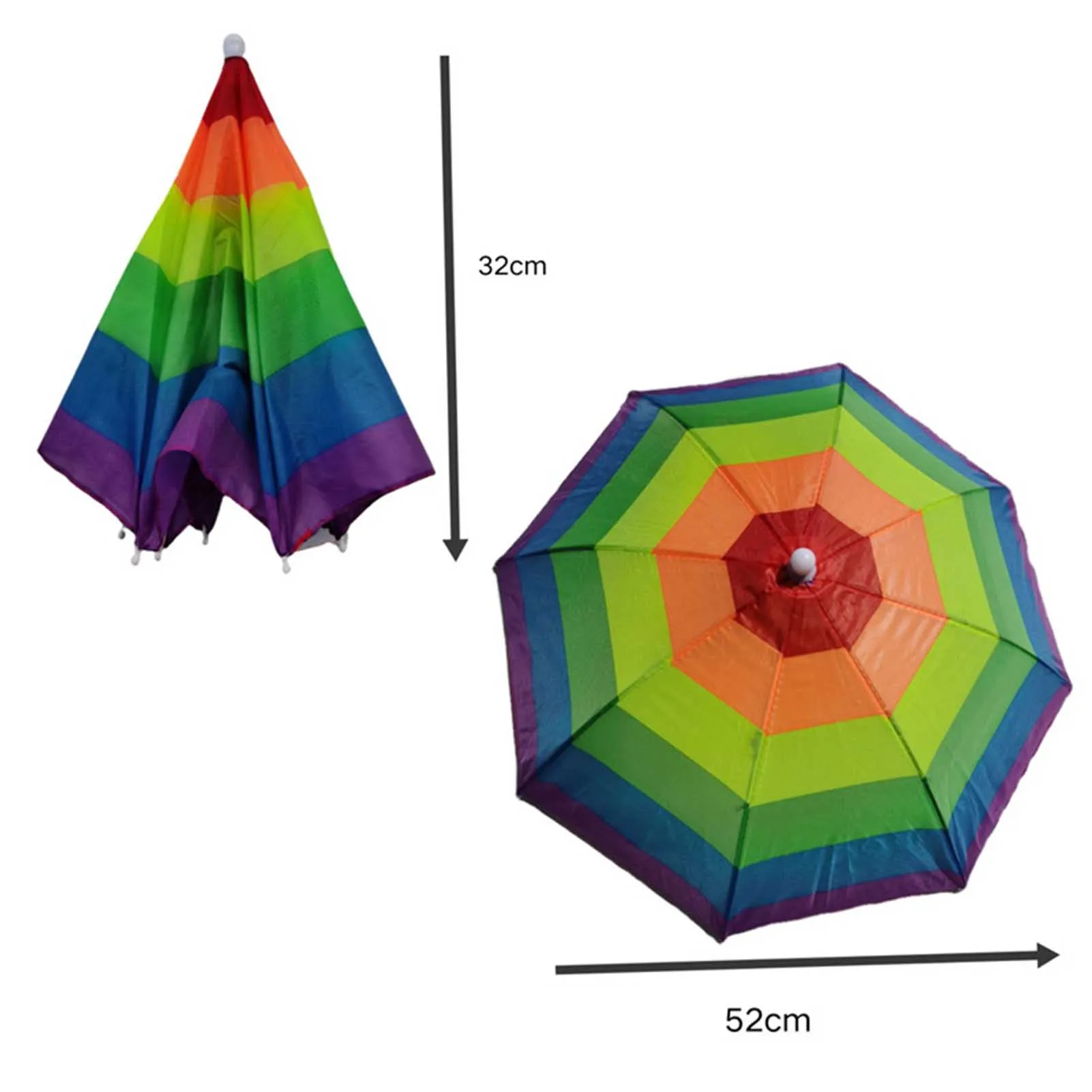 Rainbow Umbrella Hat Umbrella Hat with Elastic Band Fishing Umbrella Hat for Outdoor Party Beach Hiking