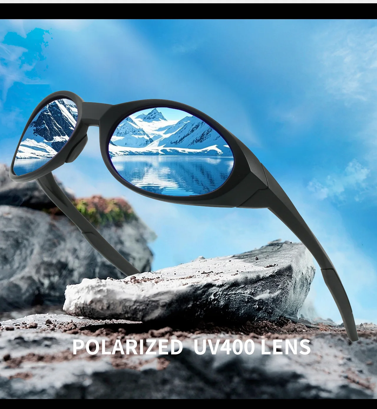 Unisex Vintage Oval Polarized Sunglasses Windproof UV400 Anti Glare Goggles for Cycling Running Hiking Fishing Outdoor