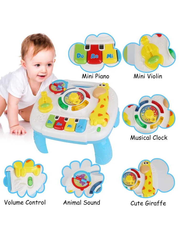 Toddler Musical Learning Table Educational Baby Toys Musical Activity Table Learning Center for 6+ Months Boys Girls Gift