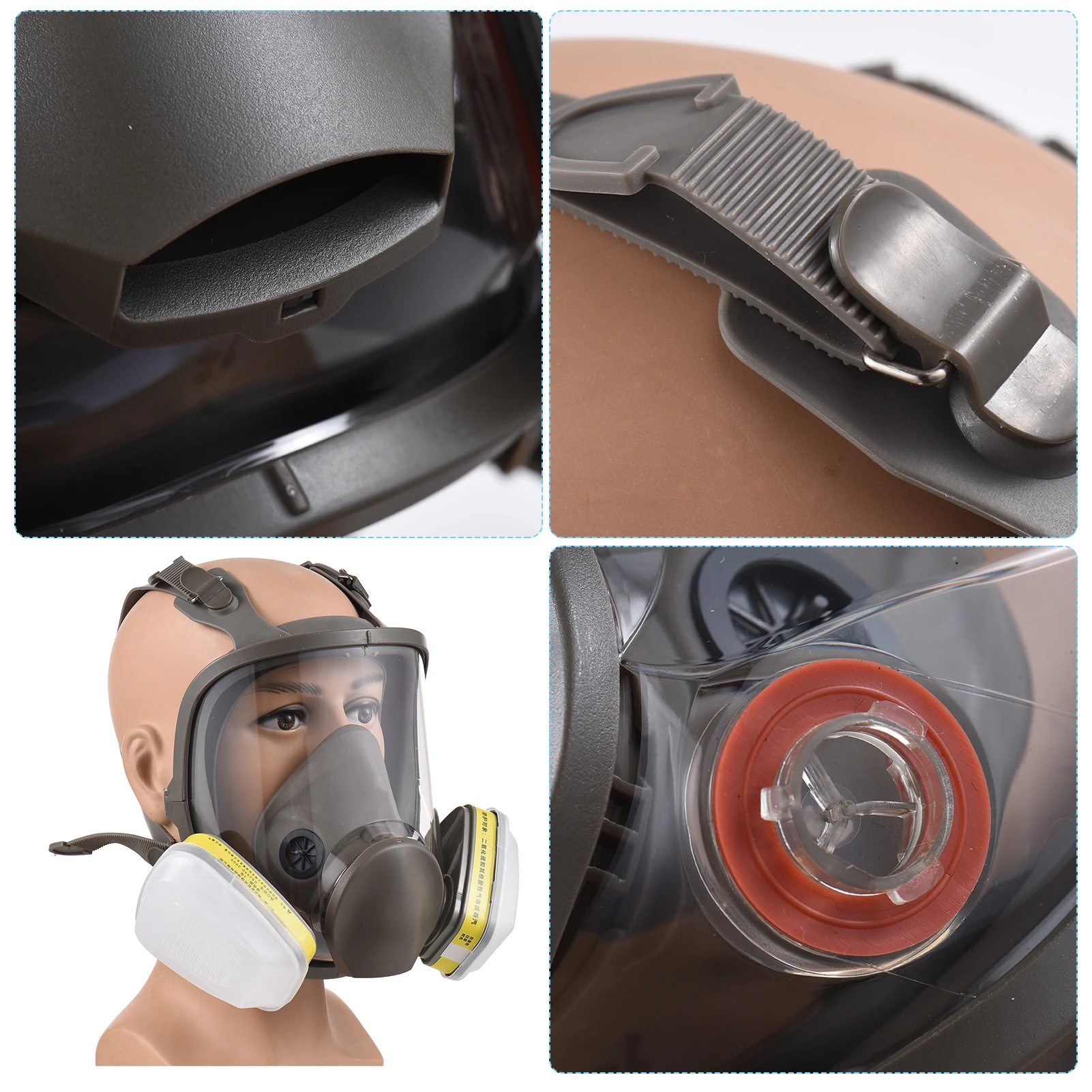 جهاز تنفس كامل قابل لإعادة الاستخدام 6800 قناع واقي من الغاز حماية التنفس غطاء الوجه الكامل مجال رؤية واسع للرسم العضوي #3