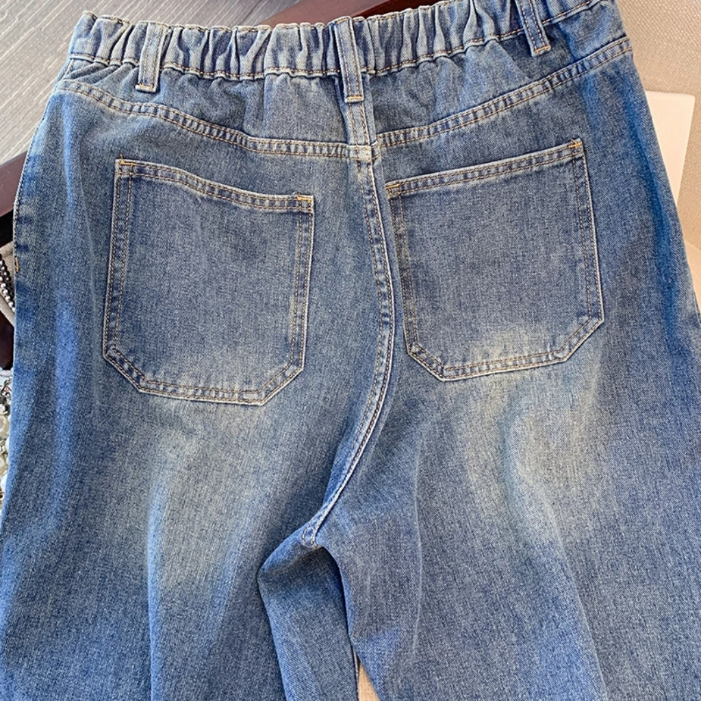 

High Waist Blue Straight Jeans for Women plus Size Slimming Wide Leg Trousers All-Match Summer Arrival