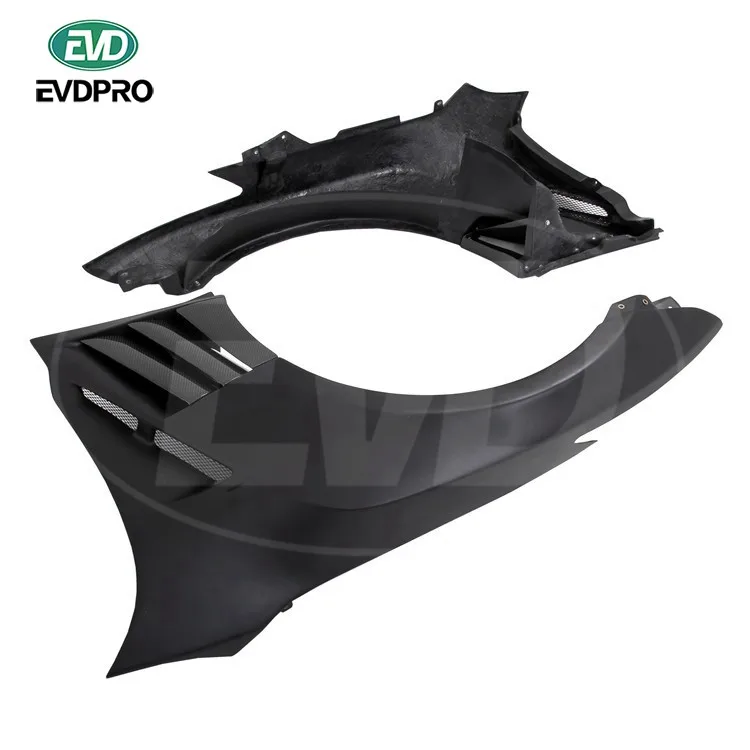 

For Nissan GTR R35 2008-2016 Vari Wide Style Glass Fiber Front Fender With Carbon Fiber Fin