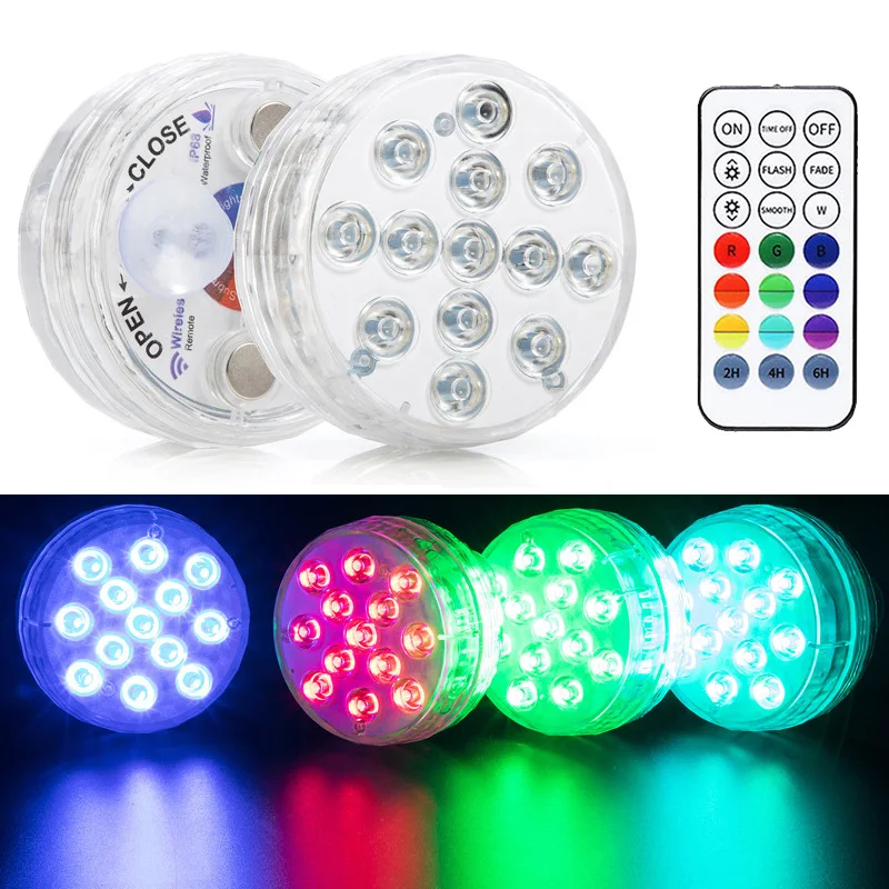 

13LED Outdoor swimming pool light remote control IP68 underwater light bathtub floating light courtyard party RGB diving light