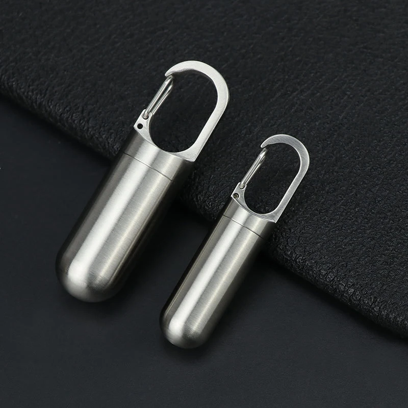 Travel Outdoor Portable Portable Mini Stainless Steel Sealed Capsule Waterproof Pill Box Camping Firstaid Pendant Pill Case