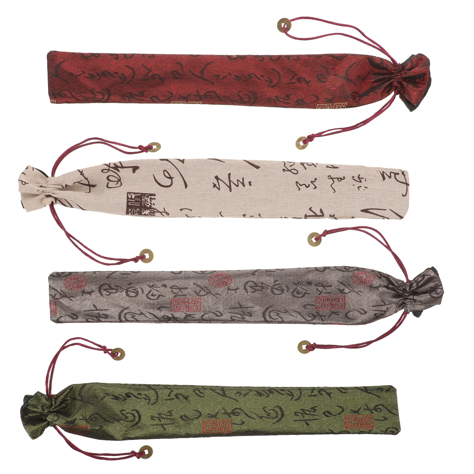 

4Pcs Folding Hand Fan Pouch Exquisite Design Simple Style Patterns Elegant Breath Everyday Use Folding Fan Bag