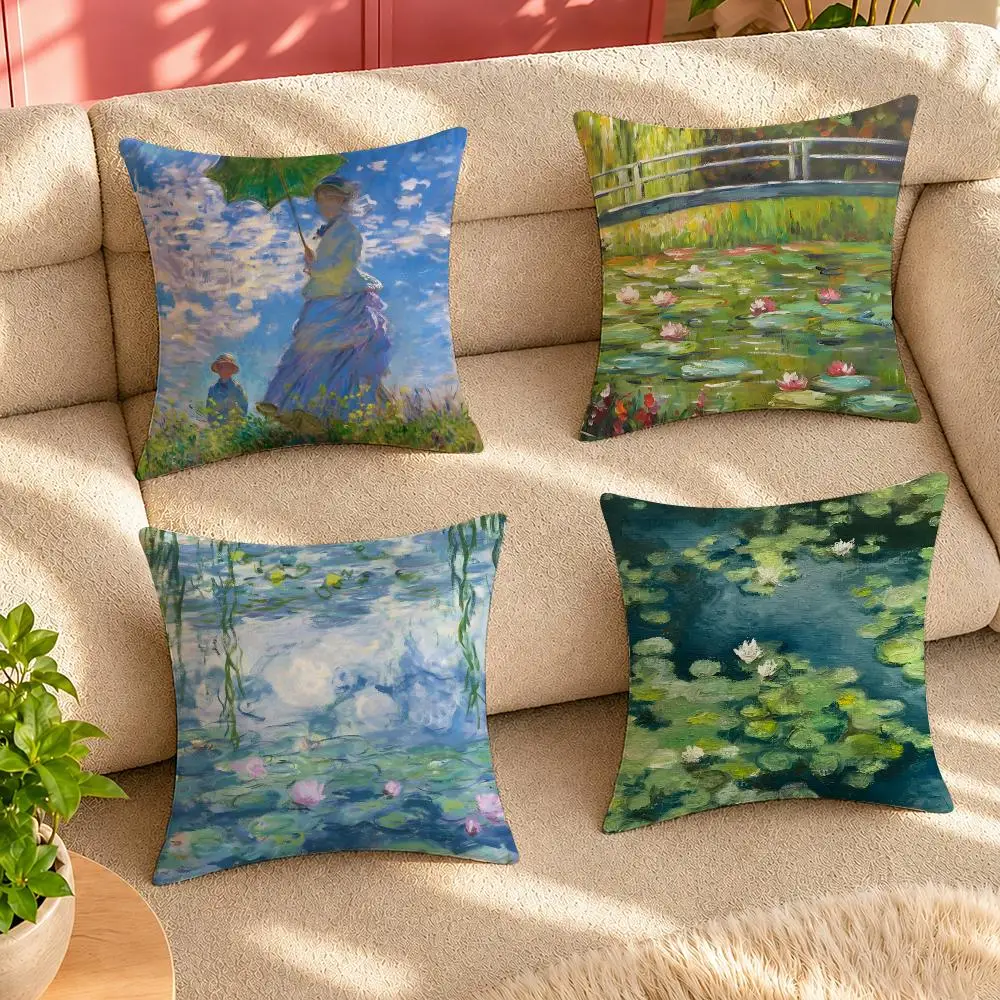 Lirios de agua Claude Monet Cushion Cover Pillow Cover Decorative Throw Couch Home Decor for Living Room Sofa