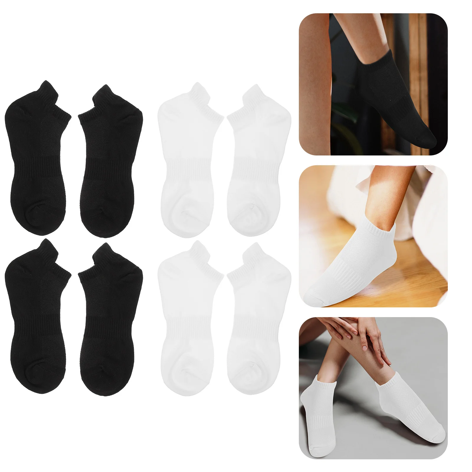 4Pairs Combed Cotton Socks Unisex Running Breathable Low-Cut Liners All Season Sports Socks All Season Stocking