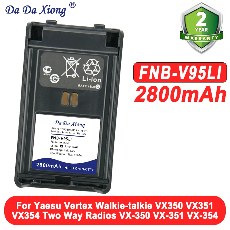

2800 мАч FNB-V95LI FNB-V96LI аккумулятор для рации Yaesu Vertex VX350 VX351 VX354 двусторонней радиосвязи VX-350 VX-351 VX-354