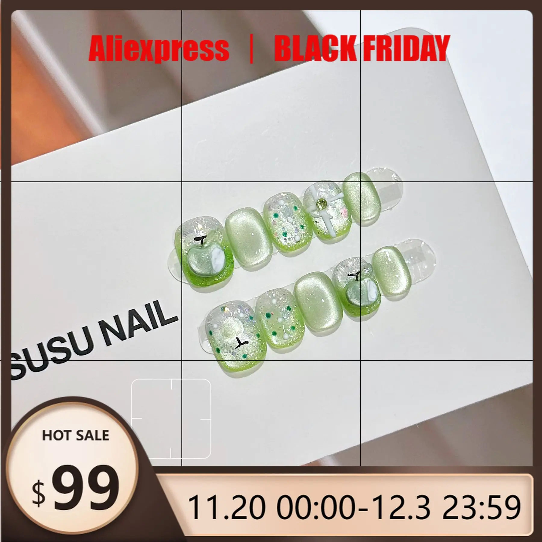 

10 шт. летние ногти Apple Press-On — зеленые глянцевые овальные короткие накладные ногти с 3D фруктовым дизайном, накладные ногти для женщин и девочек