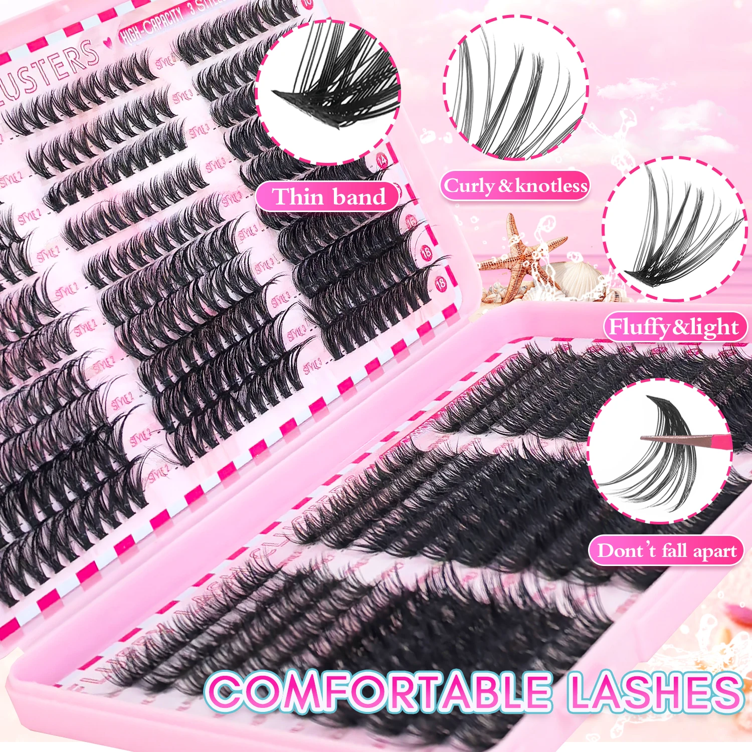 Beginner Set Multi Style False Eyelashes 290 720 666 600PCS Comfortable Large Capacity Makeup Tool for Easy Application And Stor