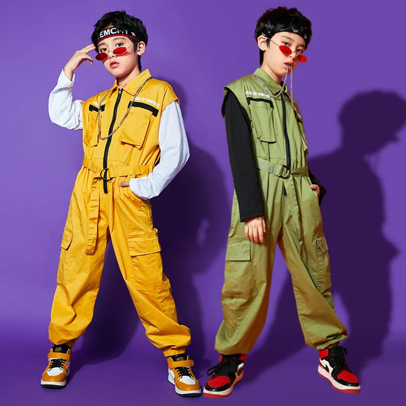 Children's Clothing Boys Casual New Crewneck Ripped T-shirt Top Lapel Zipper Design Playsuit 2pcs K-pop Modern Jazz Dance Outfit