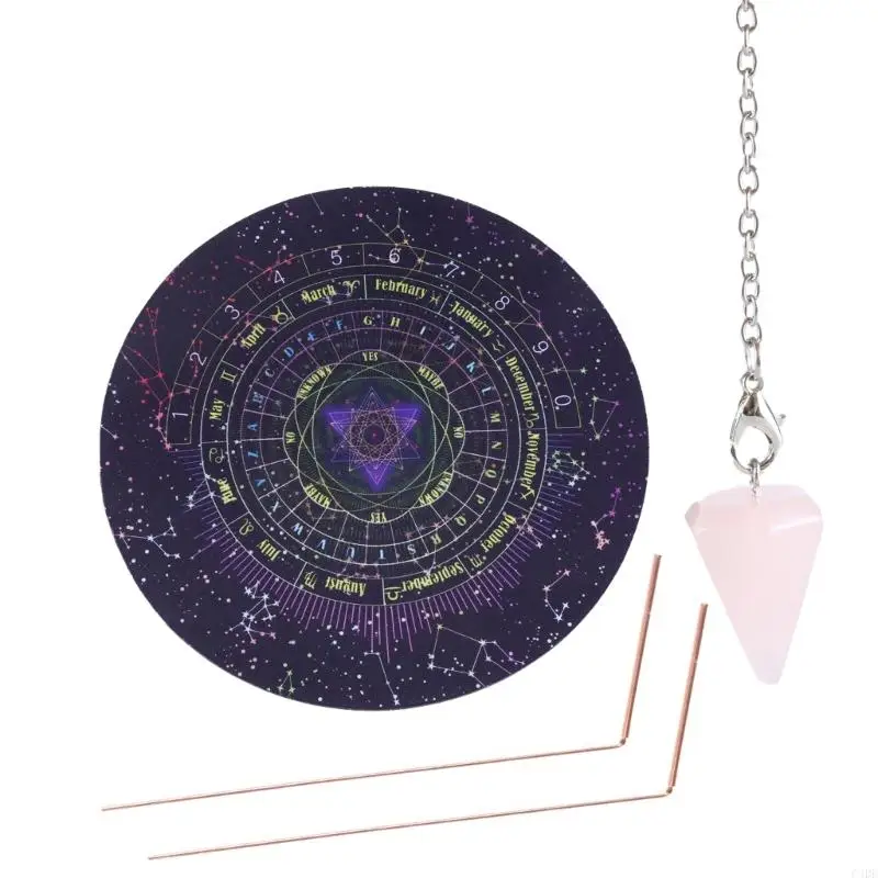 

C4DE Spiritual Decision Making Metal Dowsing Rods Divination Mat for Wiccan Practice Divination Mat for Energy Clearings