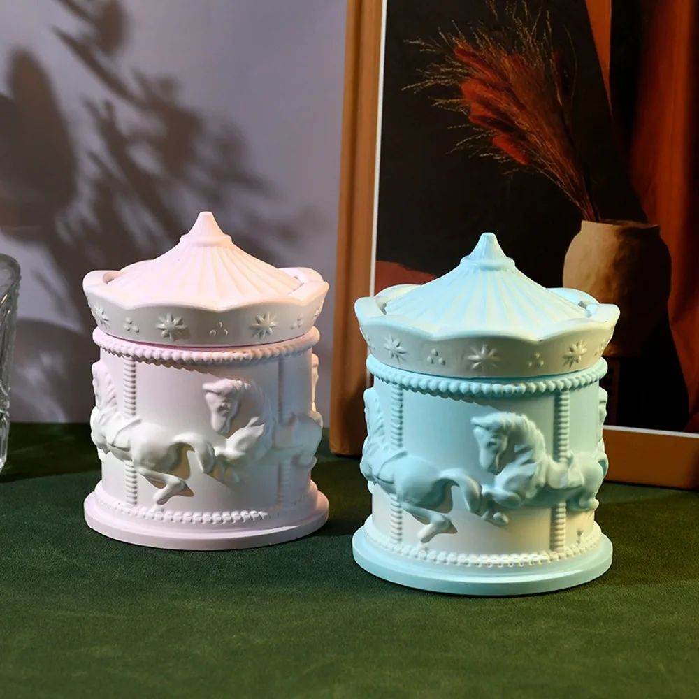 

Multifunctional 3D Carousel Storage Box Mold Elegant DIY Crafts Carousel Silicone Mould Handmade Epoxy Cement Mould Party Favors