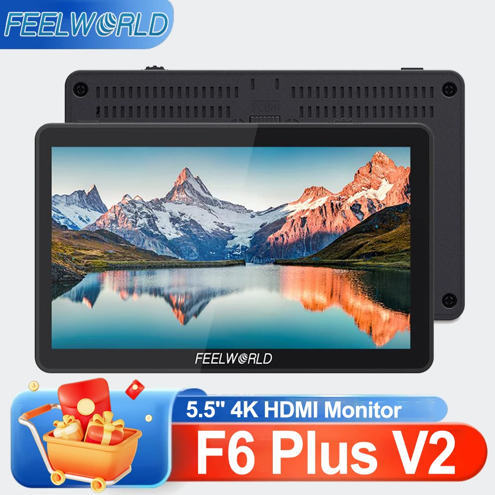 Monitor de Campo para Cámara DSLR FEELWORLD F6 PLUS V2 de 6 Pulgadas con Pantalla Táctil 3D LUT, HDR, 3D LUT IPS FHD 1920x1080, Entrada y Salida HDMI 4K