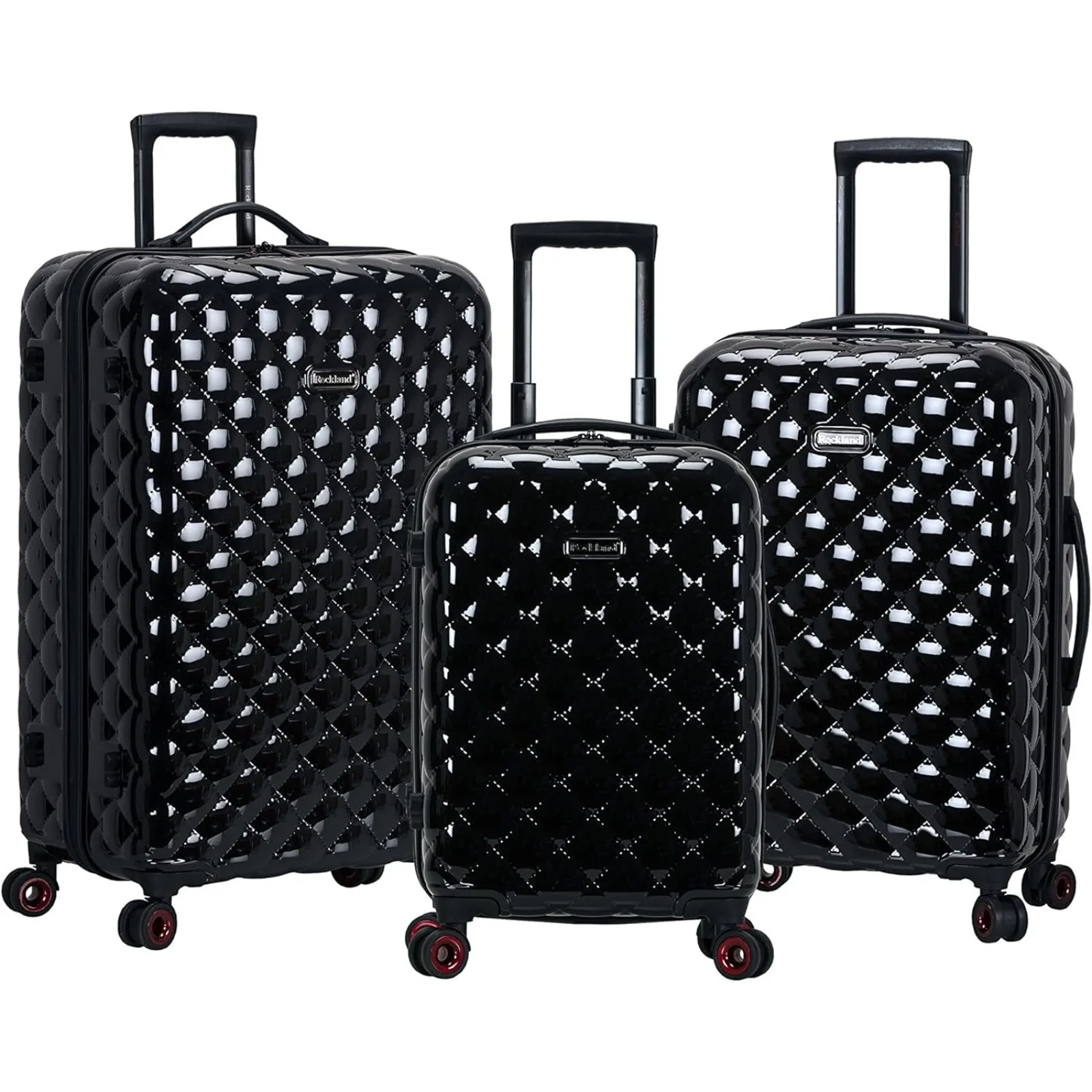 

US Rockland Quilt Hardside Expandable Spinner Wheel Luggage, Black, 3-Piece Set (20/24/28)