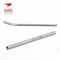 Keith Titanium Drinking Straw 21cm Bend And Straight Family Drink Straws Camp Hike Food Grade Drink Straw With Clean Brush
