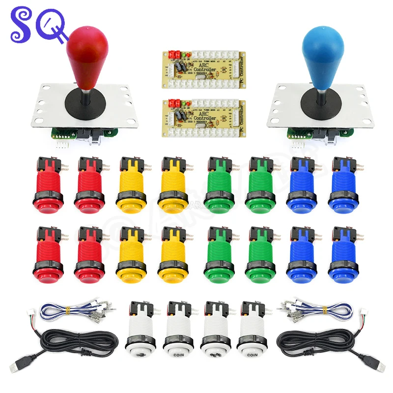 

2 Player Kit Arcade Zero Delay Arcade Usb Encoder Pc Rasberry Pi Happ Type Button Arcade Cabinet Usb Joystick Controller Board