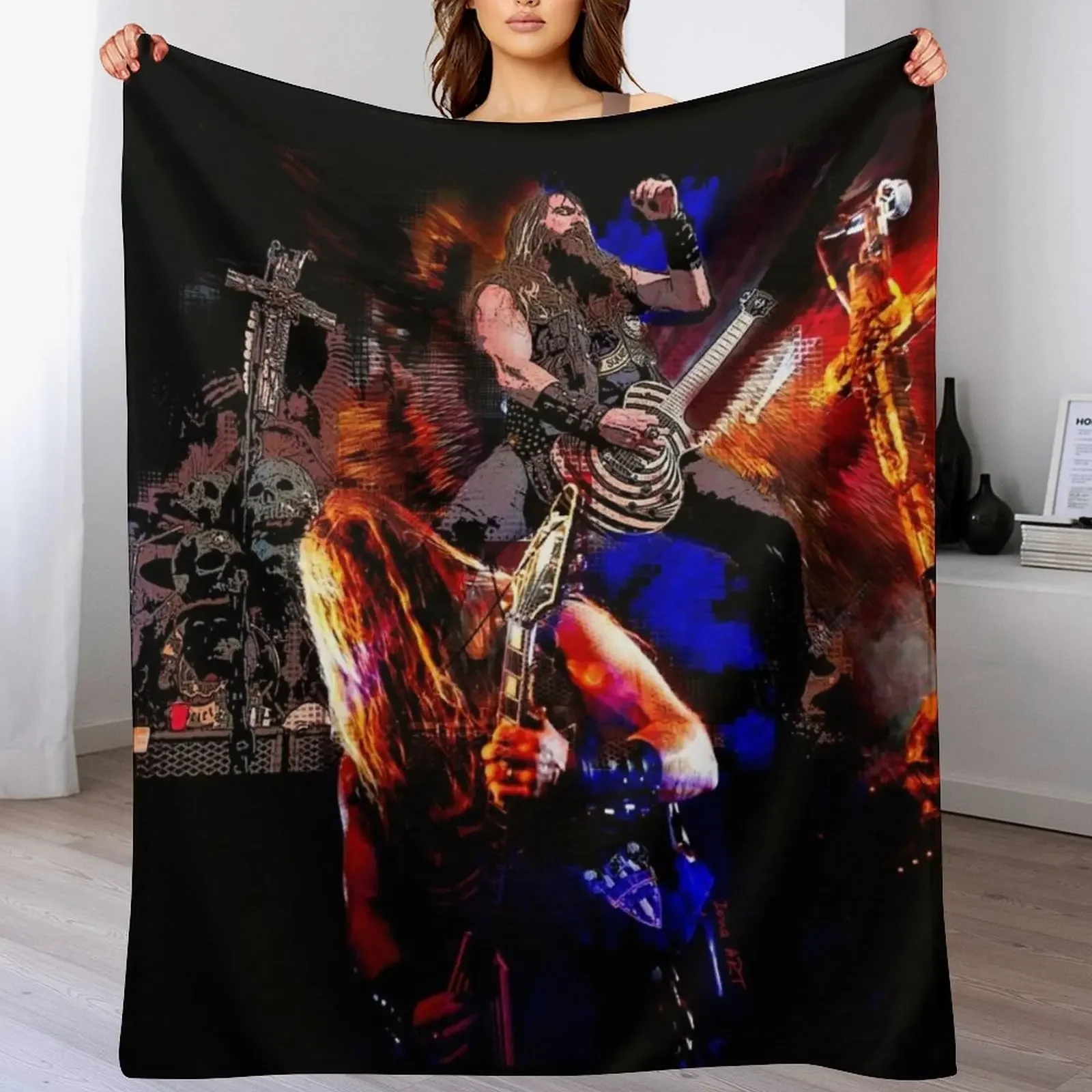 

Zakk you rock! - digital paint by Iona Art Digital Throw Blanket Soft Sherpa Fleece Warm Blanket for Winter