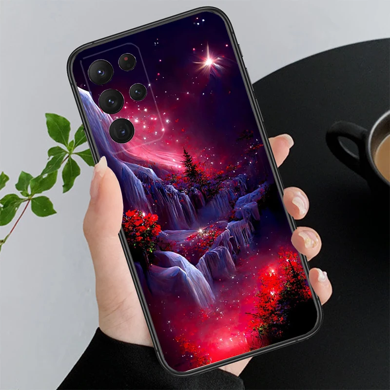 قضية الهاتف لسامسونج A55 A16 A56 A36 A35 A15 A53 A54 A33 A34 A25 A05S A52 A52S A14 A26 A71 ضوء القمر مشهد الشاطئ #1