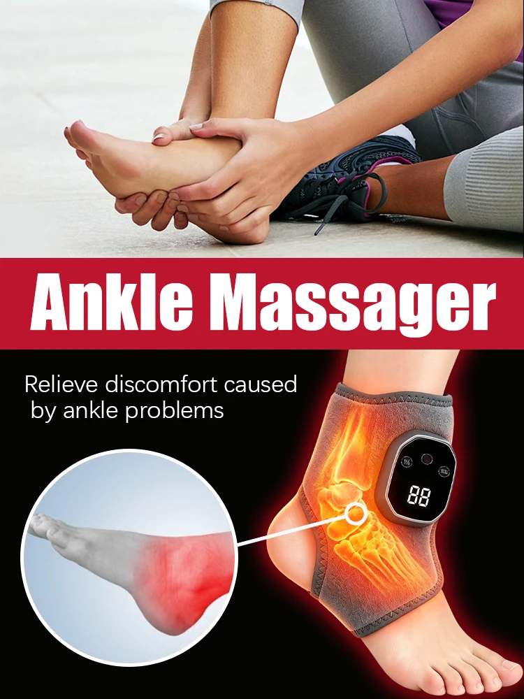 Portable Heated Ankle Massager Foot Brace Wrap, Cordless Vibration Warmer Support for Wrist Ankle