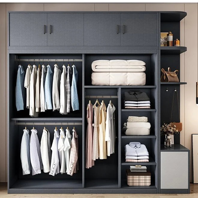 خزانة ملابس بتصميم مزيج الألوان، خزائن منزلقة لغرفة النوم، تخزين متعدد الوظائف #2