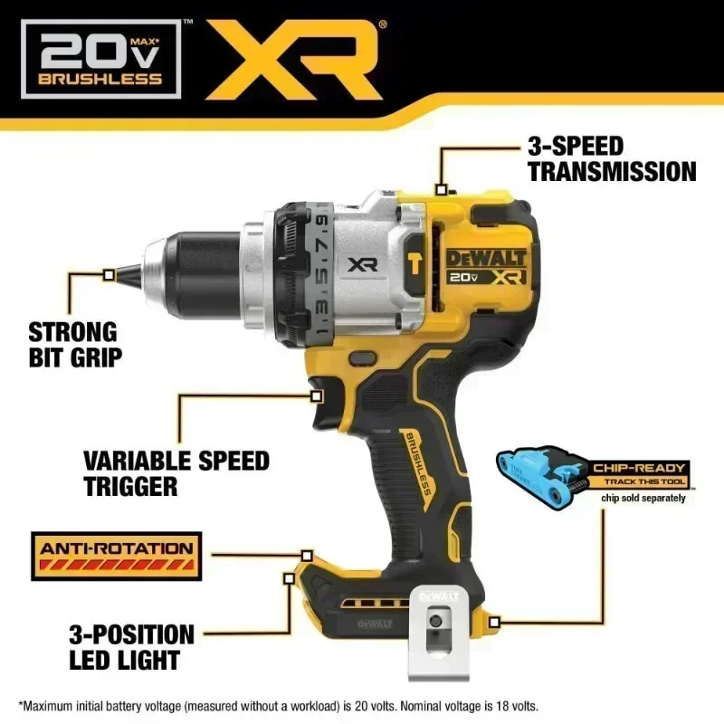 DEWALT DCD1007 20V MAX Brushless 1/2 in. 3-Speed Hammer Drill ANTI-ROTATION Cordless Electric Hammer Dewalt Power Tools DCD1007B