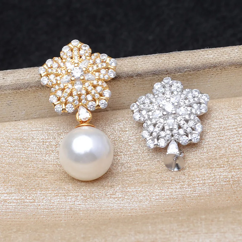 Wholesale S925 Sterling Silver Pendant Mounts Base Findings Settings Mountings Jewelry Fittings for 10-14mm Pearls 3pcs/lot