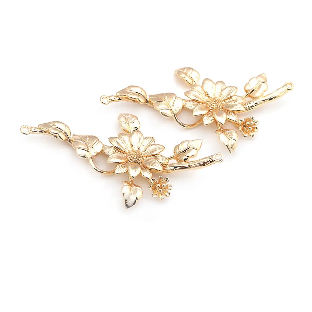 4PCS Platinum Color Brass Flower Charms Pendants High Quality Jewelry Making Supplies Necklace Earrings Accessories for Women