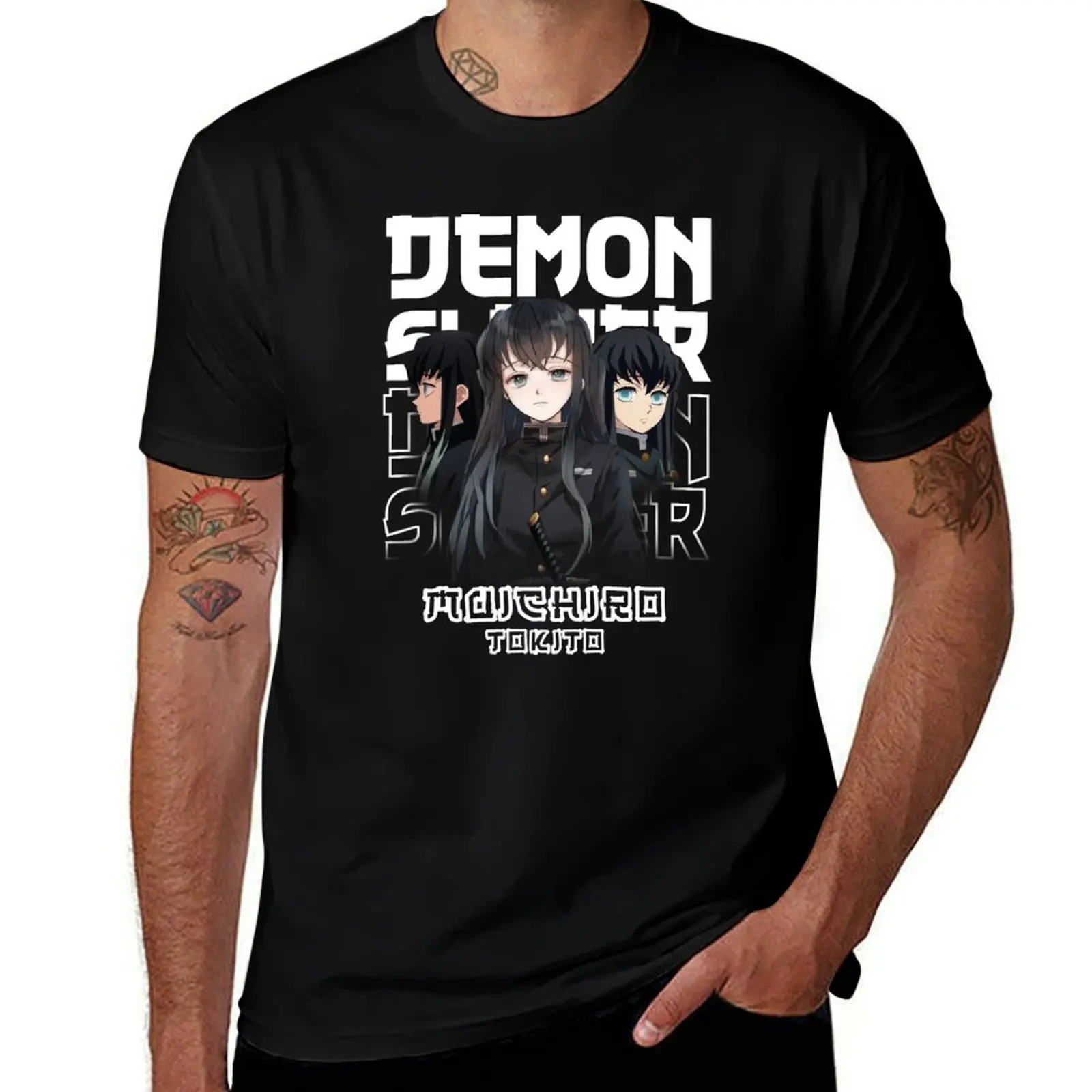 

Muichiro Tokito Demon Slayer Black Tshirt Tee T-Shirt summer tops tops luxury clothes men