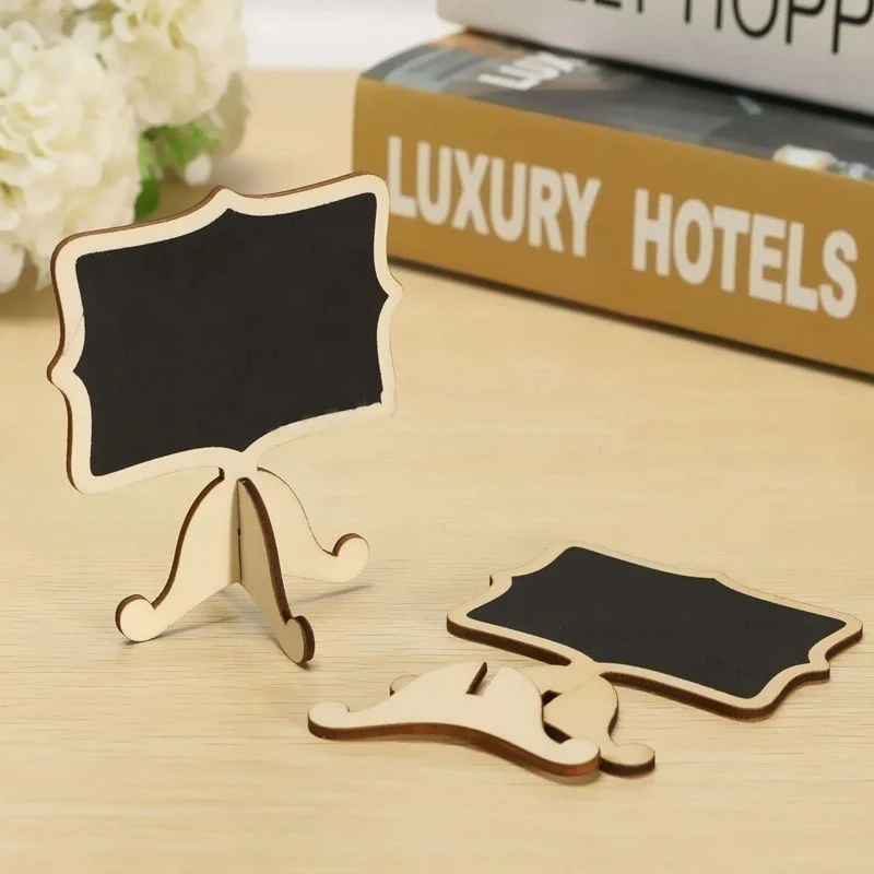 10PCS Mini Wooden Chalkboard Signs Small Tabletop Message Boards For Wedding Party Table Decor Name Cards Photo Props Crafts