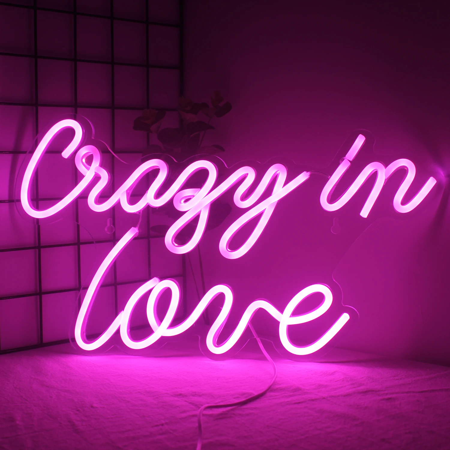 

Crazy In Love Pink Neon Signs LED For Bedroom Wall Decor Pink Light Girl Gift Confession Wedding Valentines Day Party Lamps