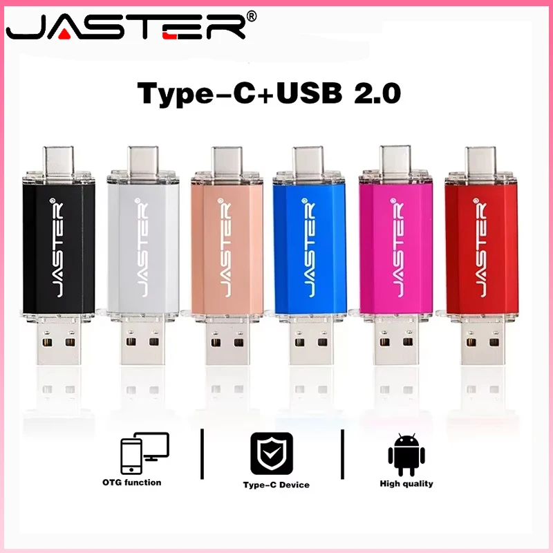 JASTER 2in1 High Speed USB Flash Drive OTG 2.0 PenDrive 128GB 64GB USB Stick 32GB 256GB Pendrive Flash Disk for Android Micro/PC