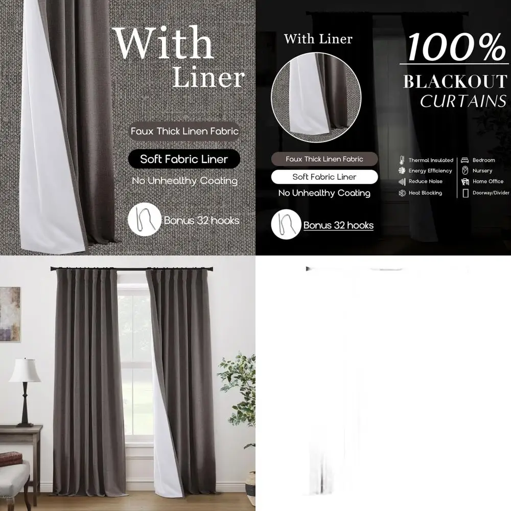 

90 темно-коричневых 100% затемняющих штор, звукоизоляционные изолированные панели для спальни/гостиной (2 шт.)