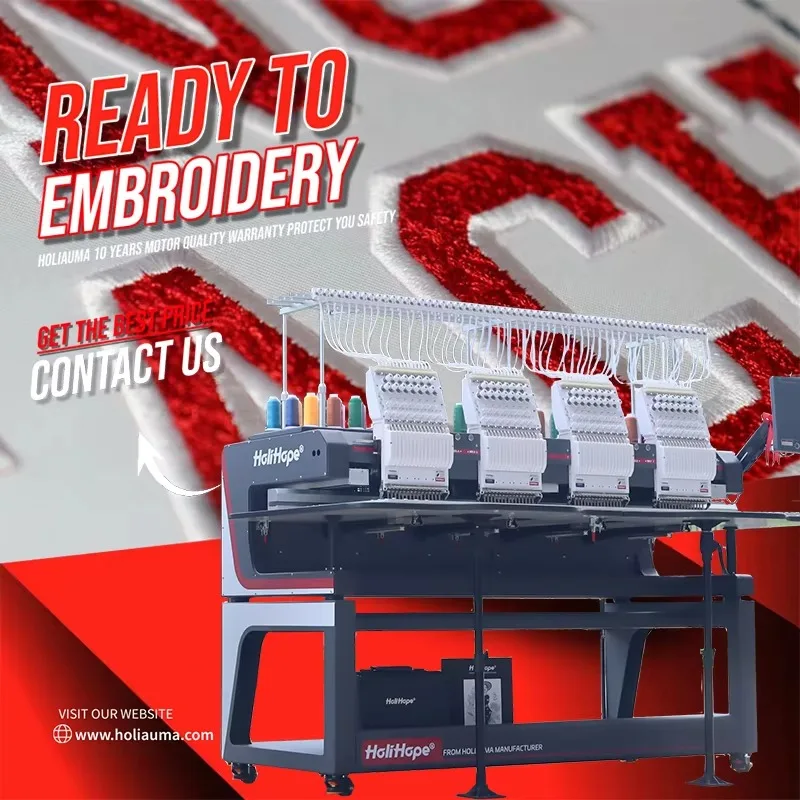

[Best-selling] HoliHope Holiauma Industrial 4 Head Computerized Embroidery Machine 15 S Automatic Machine Embroidery Flat Hat 3D