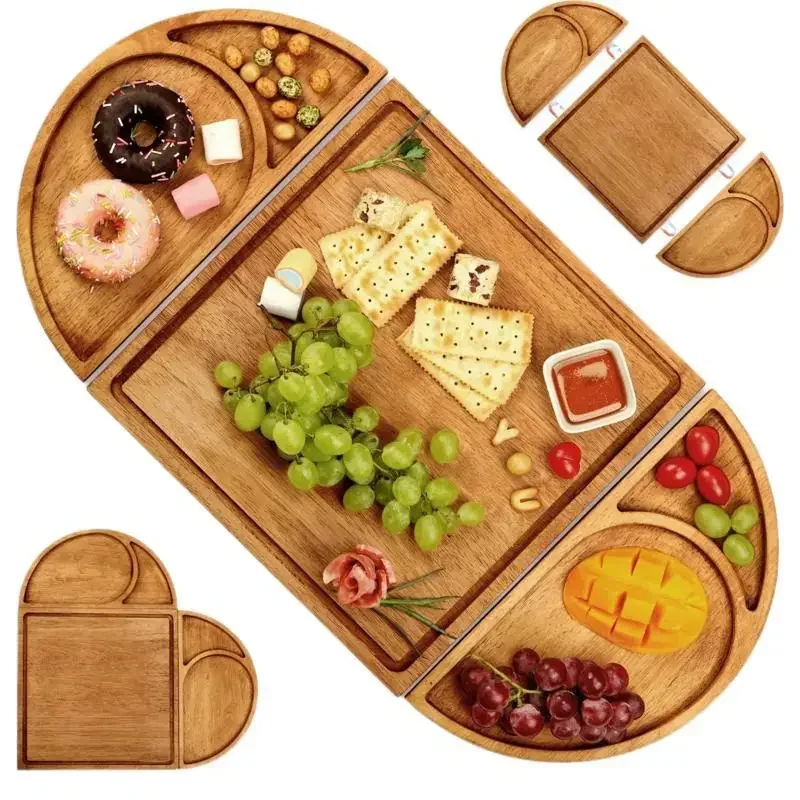 Wooden magnetic platter heart-shaped semi-circular tray solid wood deli board fruit snack plate