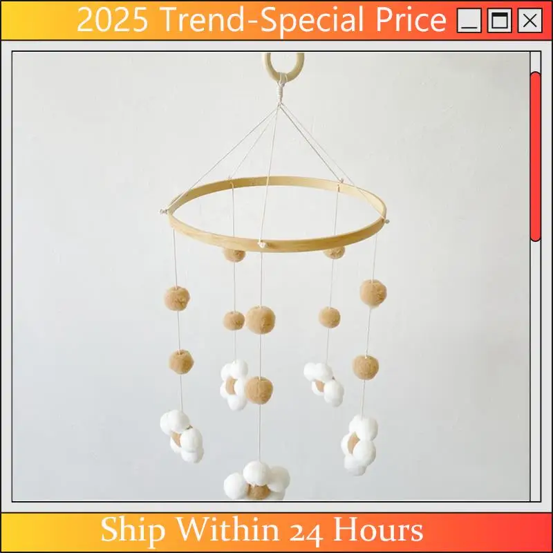 AA64 Nordic Fur Ball Flower Wind Chime Bed Bell Baby Room Children's Room Children's Clothing Store Wind Chime Decoration
