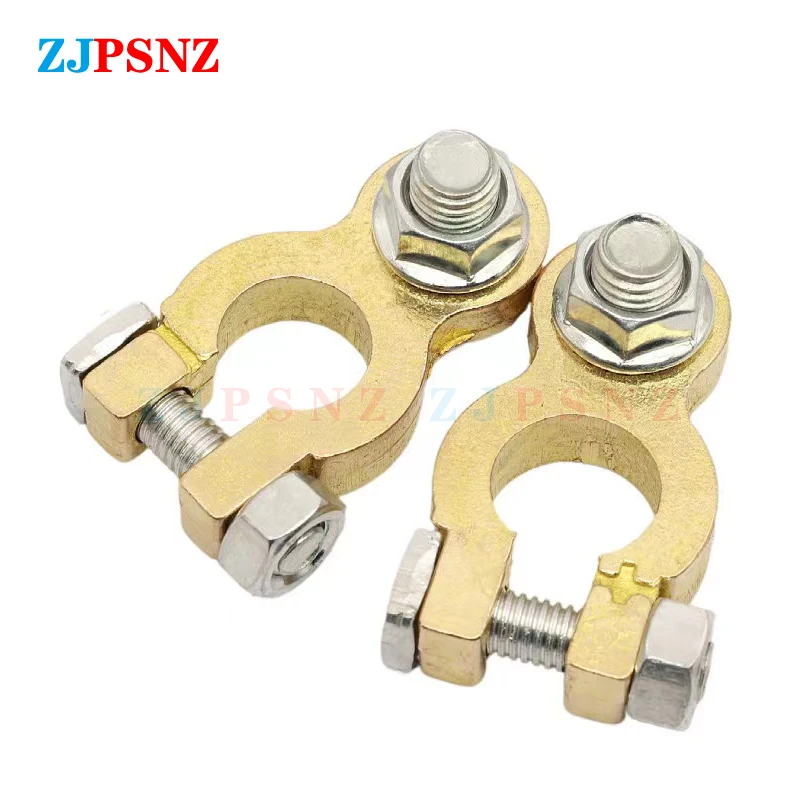 2Pcs Car Battery Terminal Wire Cable Clamp Top Quick Post Terminal Positive Negative Electric Copper Connector Clamps Adjustable