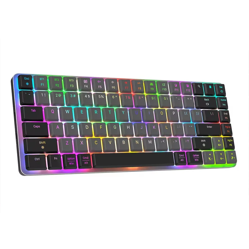 Wireless Bluetooth Tri-Mode 84-Key Low-Spindle Mechanical Keyboard RGB Luminous Red Axis Gaming Keyboard