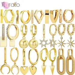 925 Sterling Silver Needle Trendy Hip-hop Irregular Design Earrings Pendants Women's Casual Street Hoop Earrings Jewelry gifts