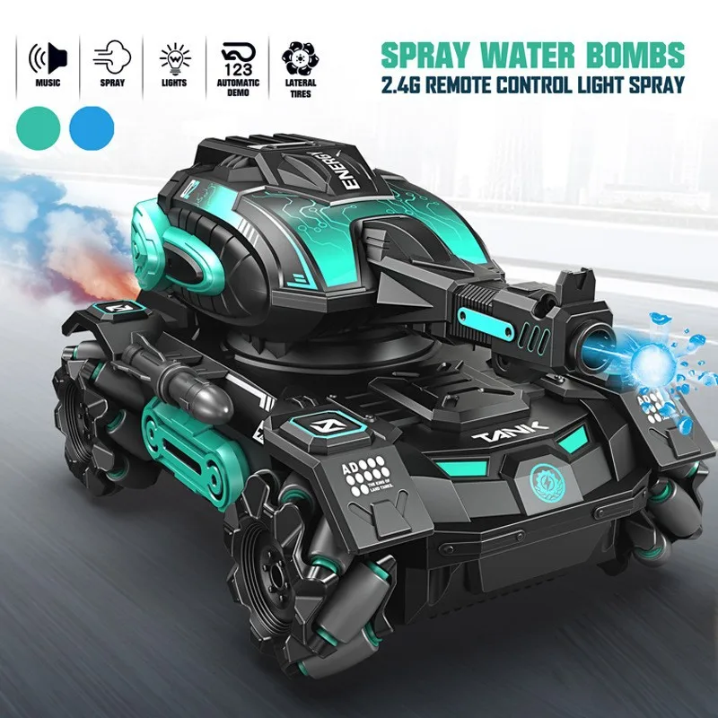 RC Car Toys para Crianças, 4WD Controle Remoto Tanque, Iluminação Spray, Efeitos Sonoros, Bomba de Água, Veículo Blindado Elétrico, Kids Gift Set