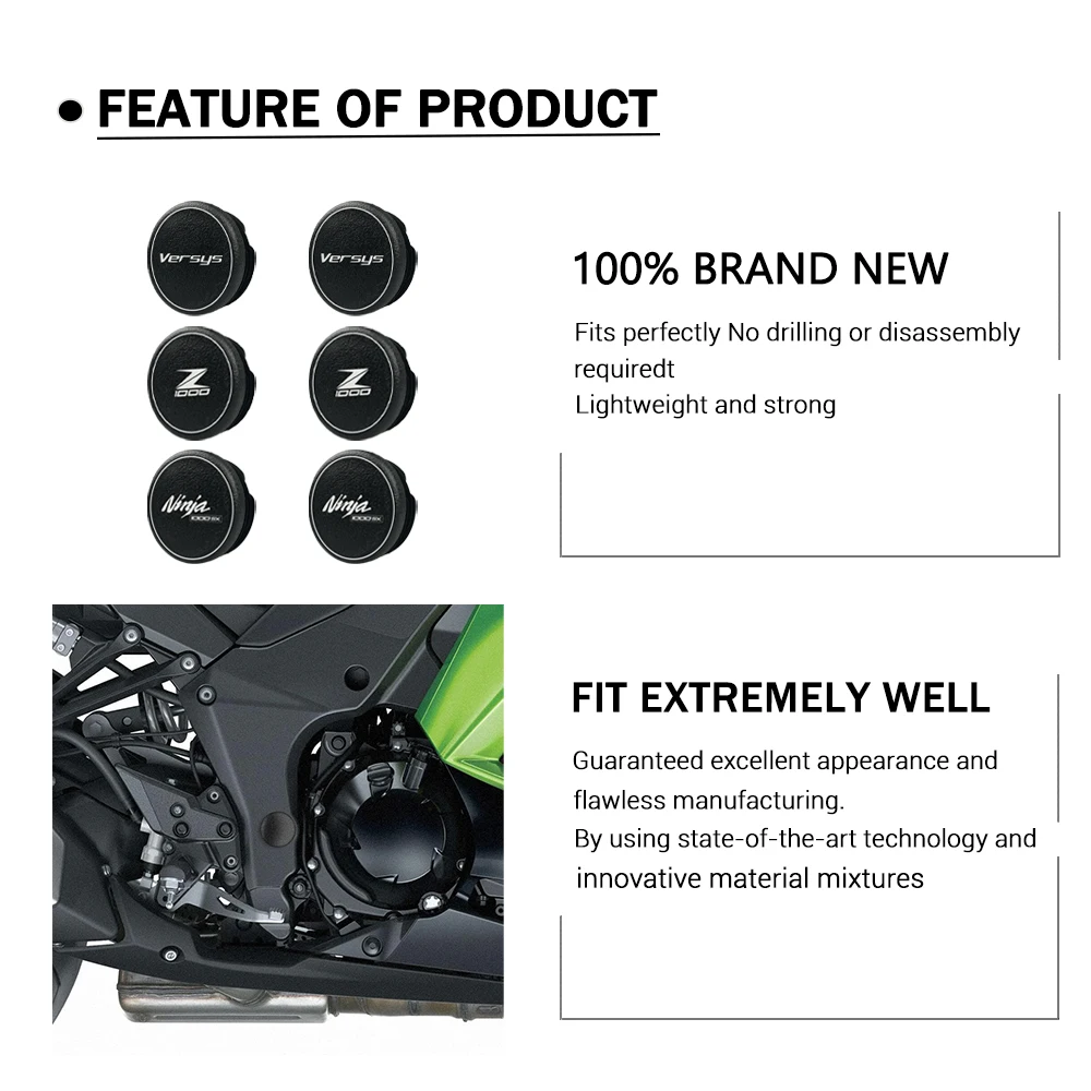 For Kawasaki Ninja 1000 SX Versys 1000 SE Z1000 SX Motorcycle Accessories Frame Hole Cap Plug Decorative Cover Frame Cover Set